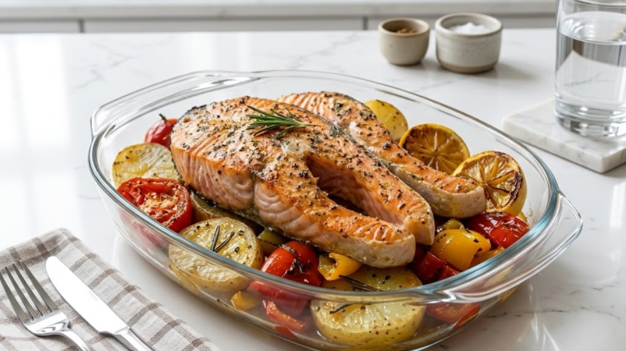 Peixe Assado com Legumes